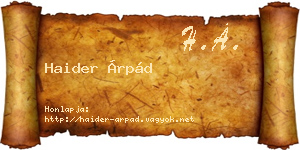 Haider Árpád névjegykártya