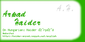 arpad haider business card